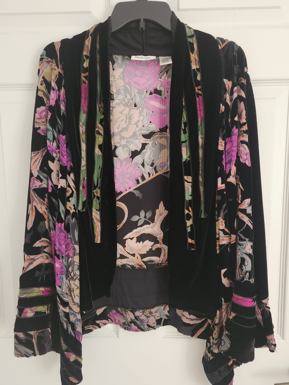 Patchington Black Jacket with Pink Floral Lining Large